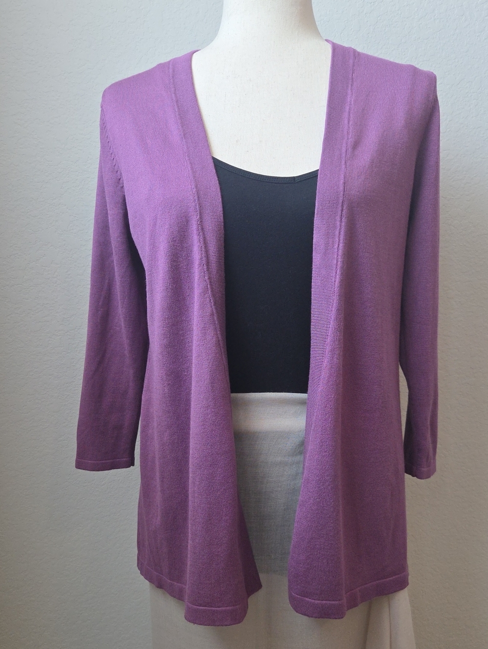 New Women's Open-Front Purple Cardigan Light Knit Sweater Small